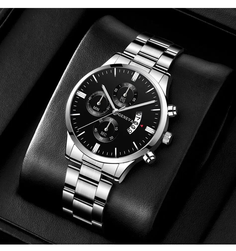 Maison Avelon Élite — Montre Homme Business Acier Calendrier