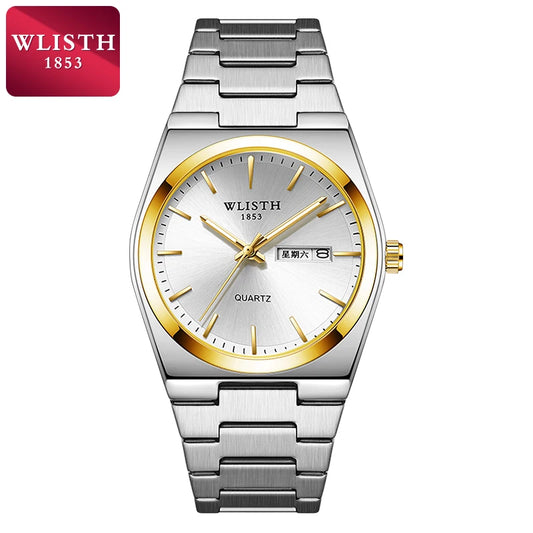 Men's Quartz Watch Luxury Waterproof Luminous Date Week Stainless Steel Men's Watch Male Wristwatches