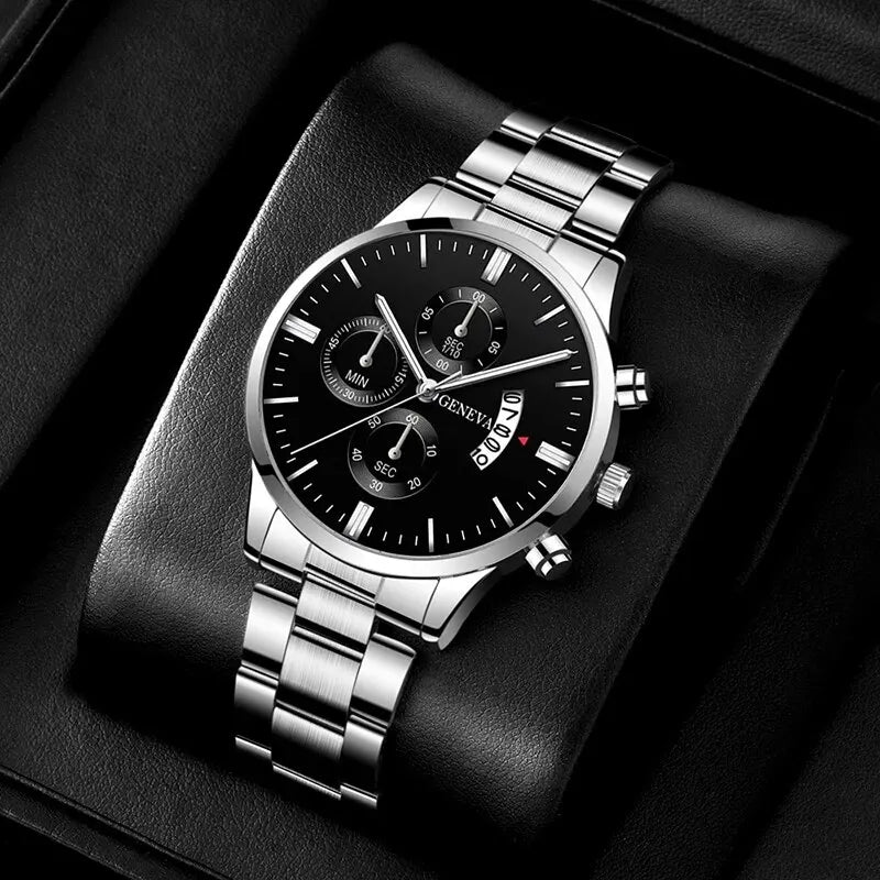 Maison Avelon Élite — Montre Homme Business Acier Calendrier