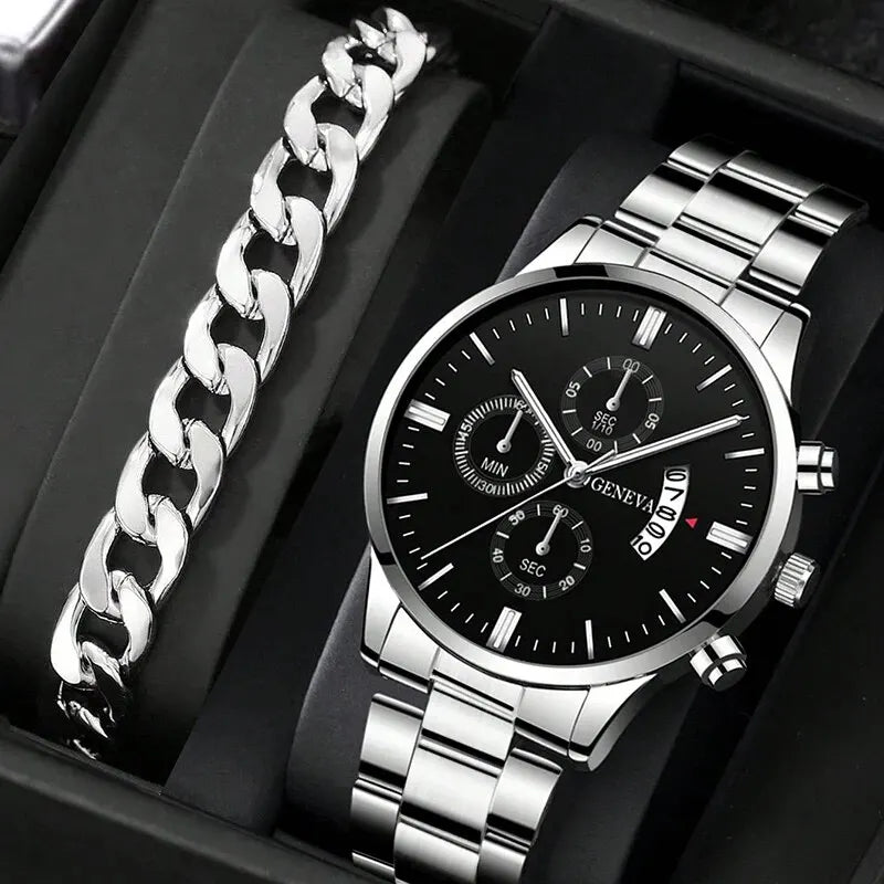 Maison Avelon Élite — Montre Homme Business Acier Calendrier